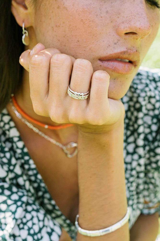 Ellipsis ring silver-abc