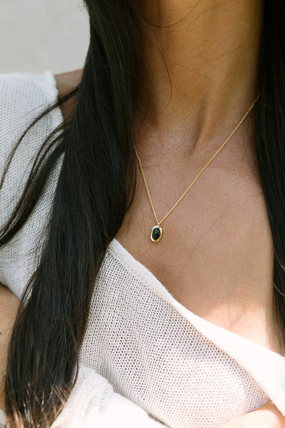 Onyx heart pendant 14k solid gold-abc