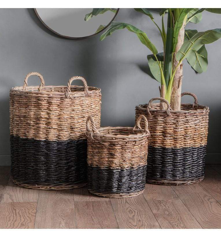 Ramon Baskets Black and Natural (Set of 3)-Storage-Parlane-Default Title---abc