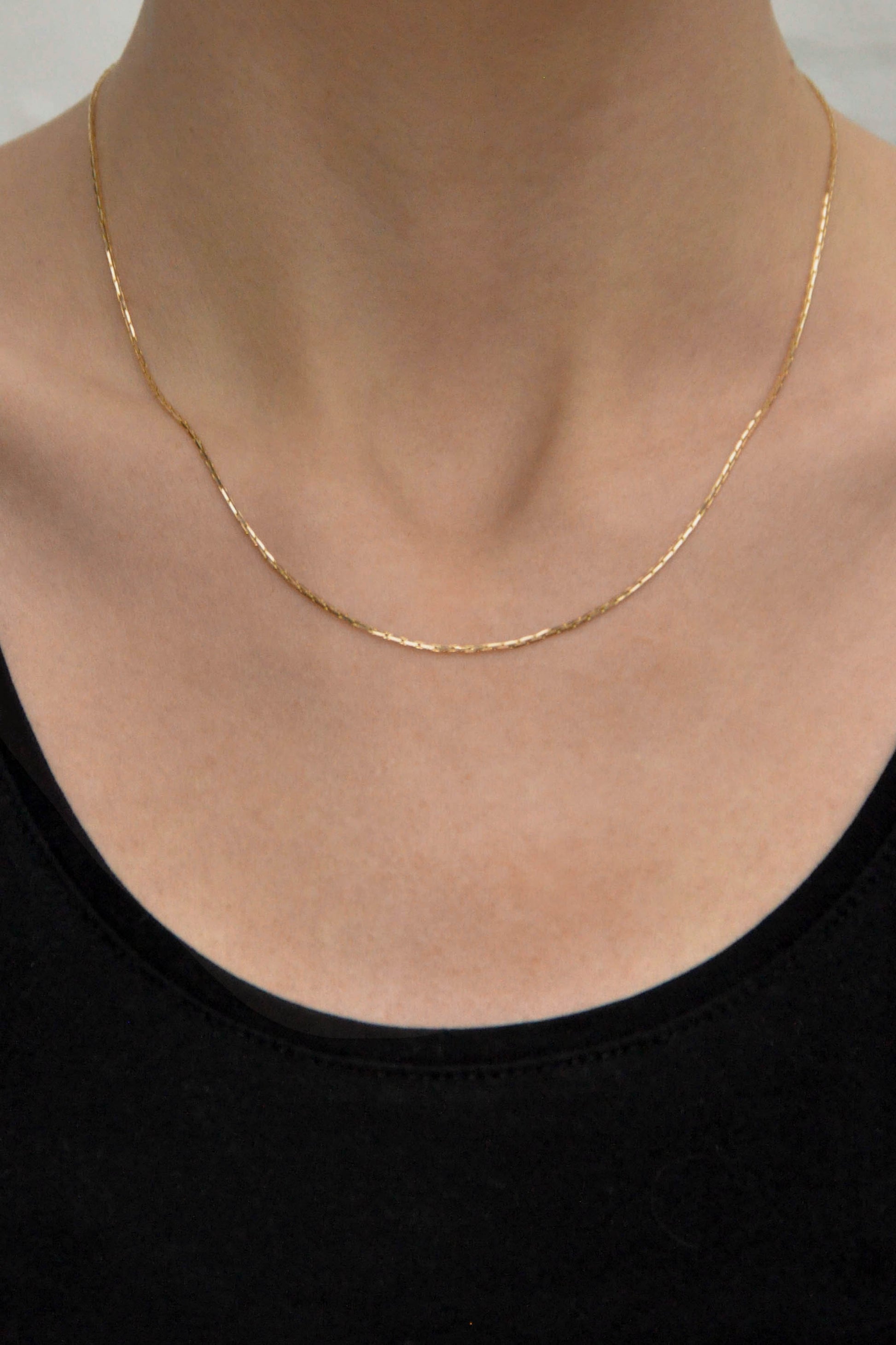 Middle snake necklace 14k solid gold (48cm)-abc