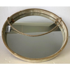 Brown Wash Round Mirror Small-abc
