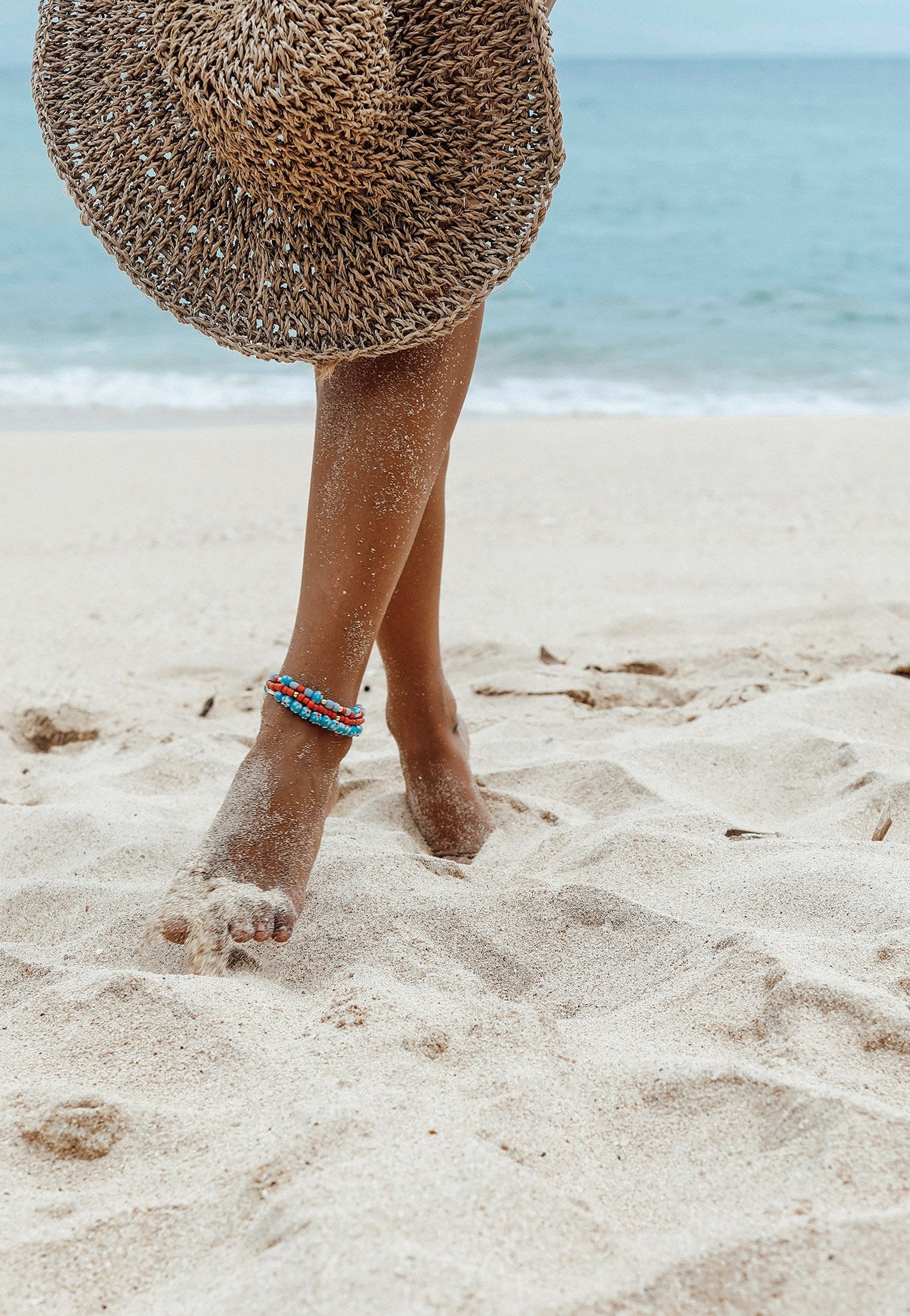 Blue flower anklet silver-abc