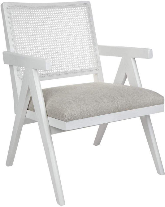 Imperial Arm Chair White and Linen-abc