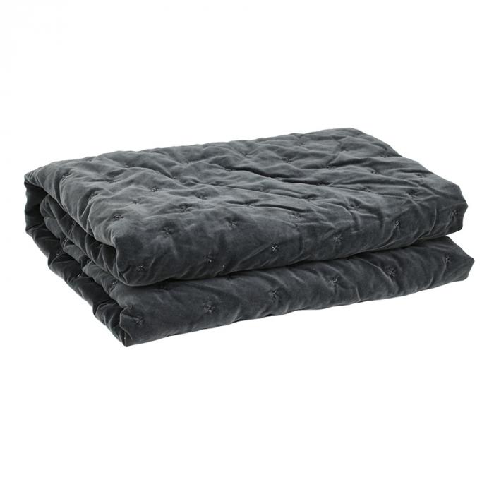 Velvet Quilted Throw Charcoal-Accessories-Florabelle-Default Title---abc