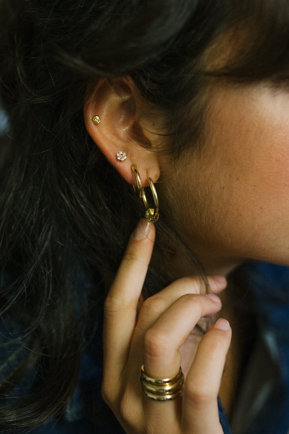 Ice flower stud gold plated-abc