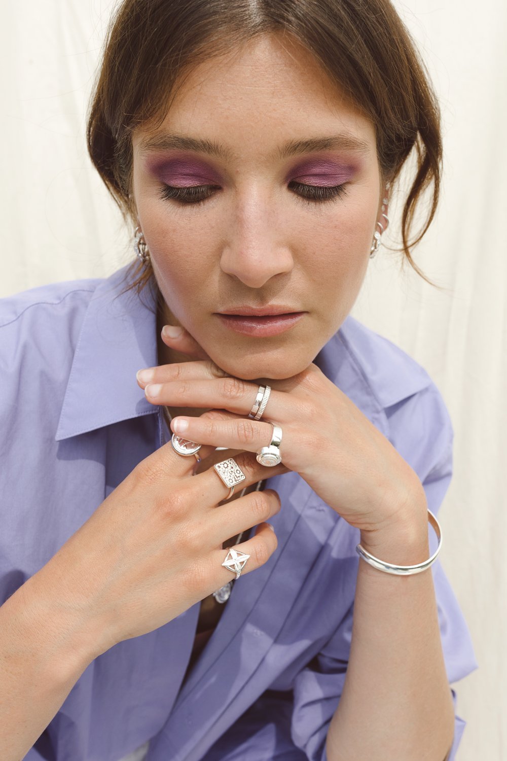 Dots n stripes ring silver-abc