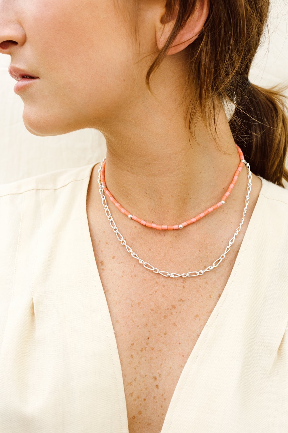 Chunky figaro necklace silver (48 cm)-abc