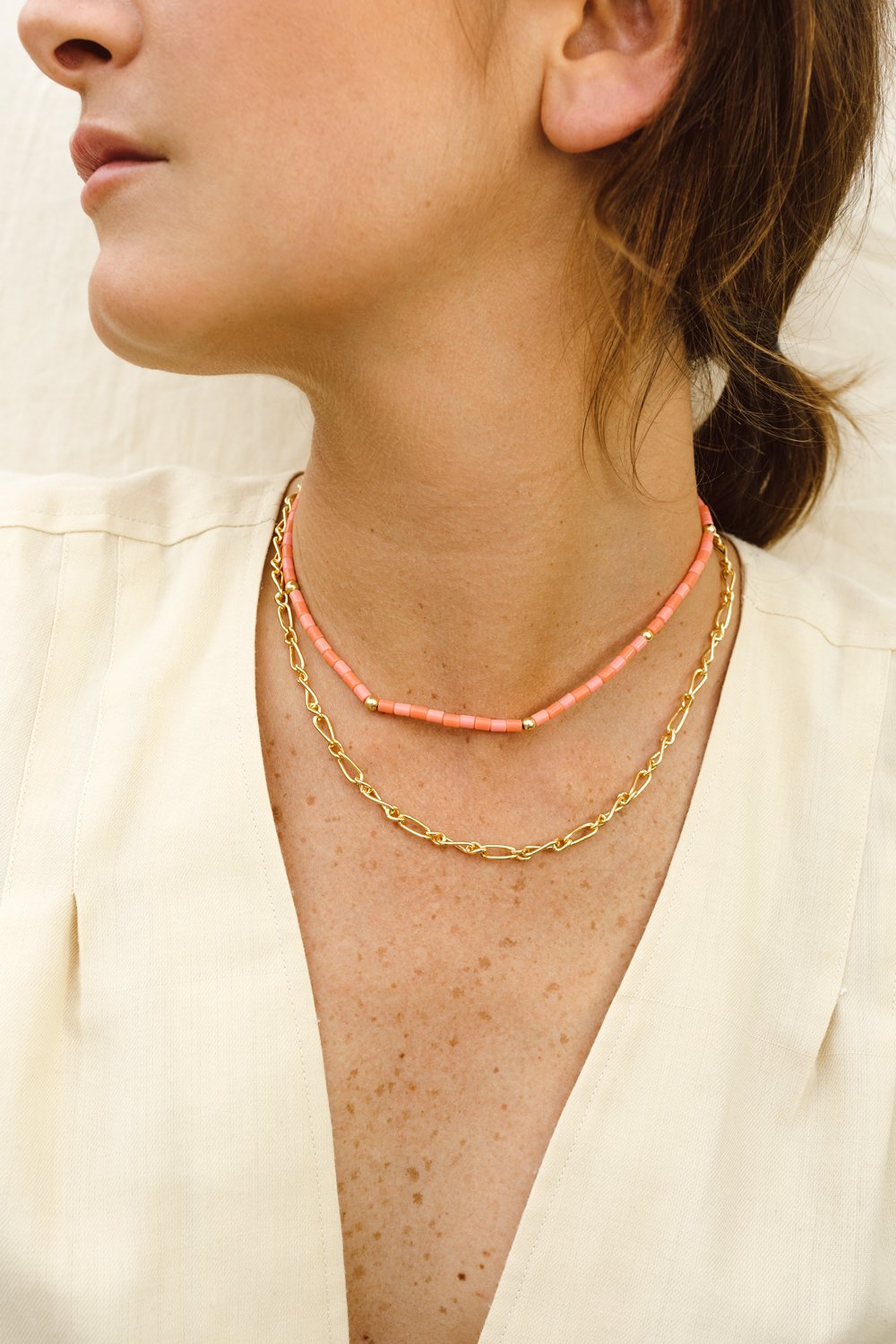 Pink sky necklace gold plated (37 cm)-Necklace-wildthings_collectables-Gold plated---abc