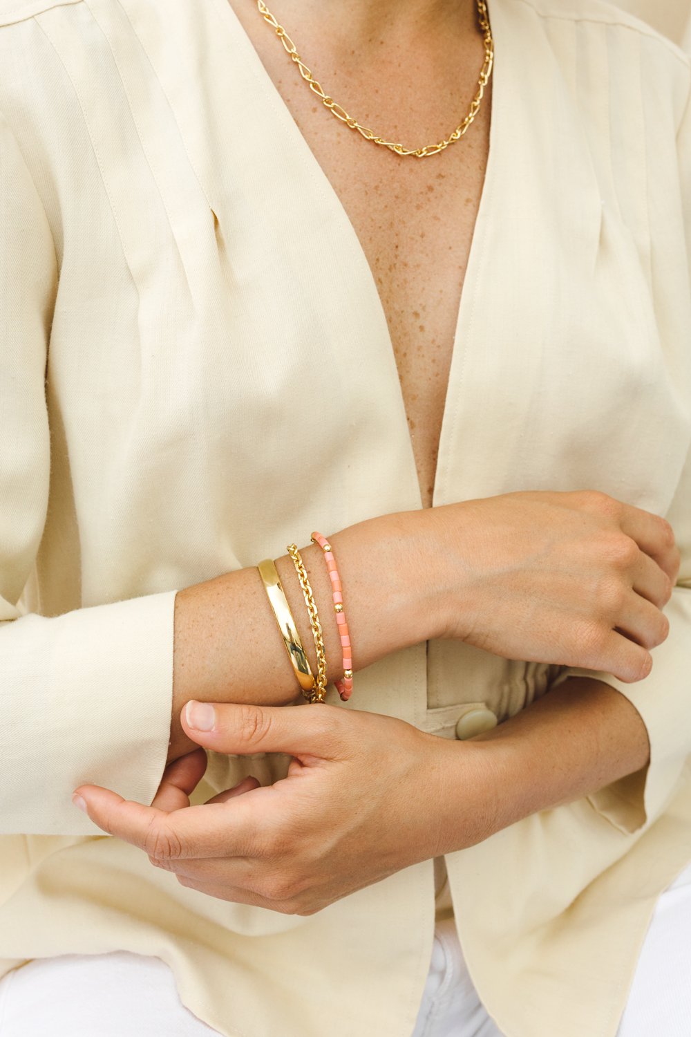 Chunky chain bracelet gold plated-abc