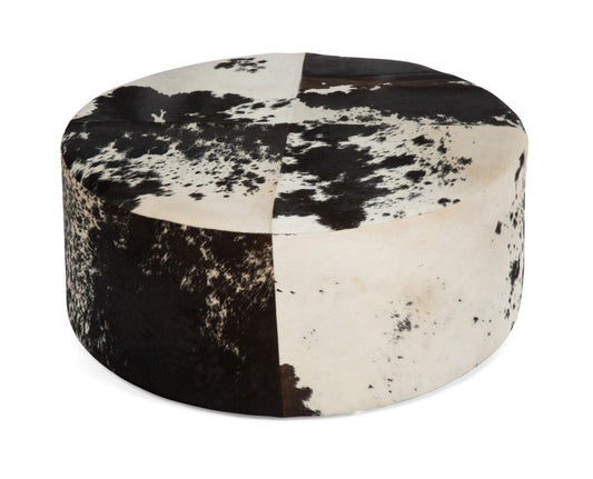 Cow Hide Round Ottoman-abc