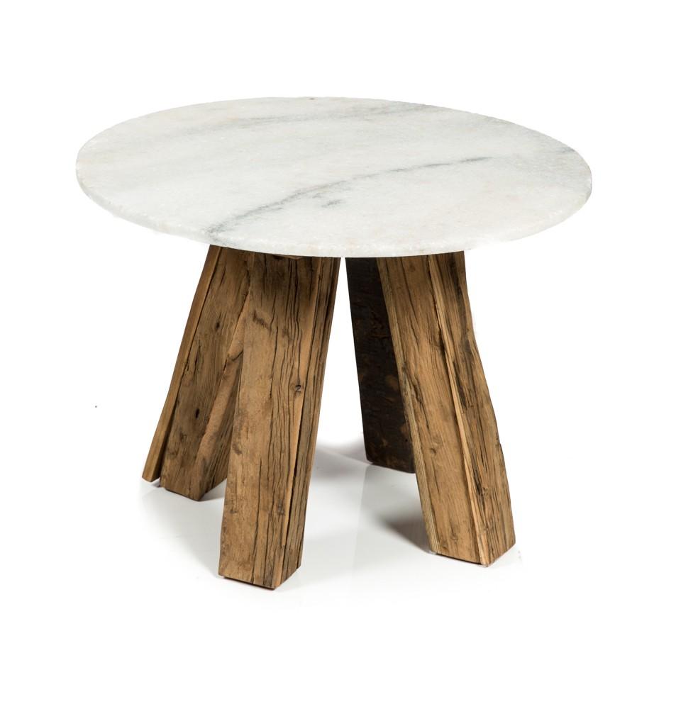 Cape Cod Recycled Wooden Side Table with Stone Top-abc