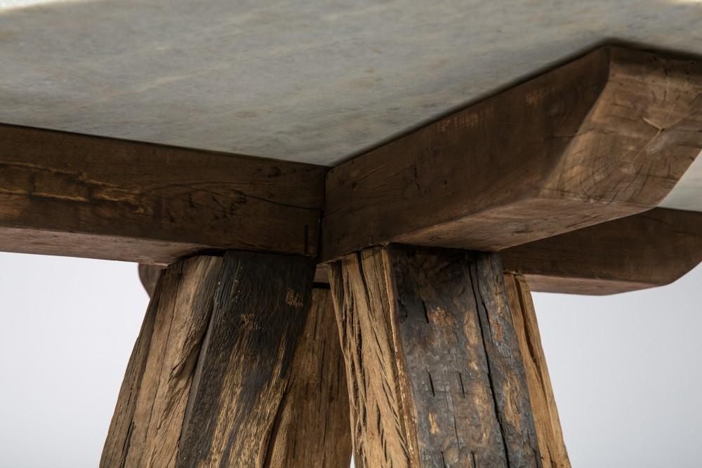 Cape Cod Recycled Wooden Side Table with Stone Top-abc