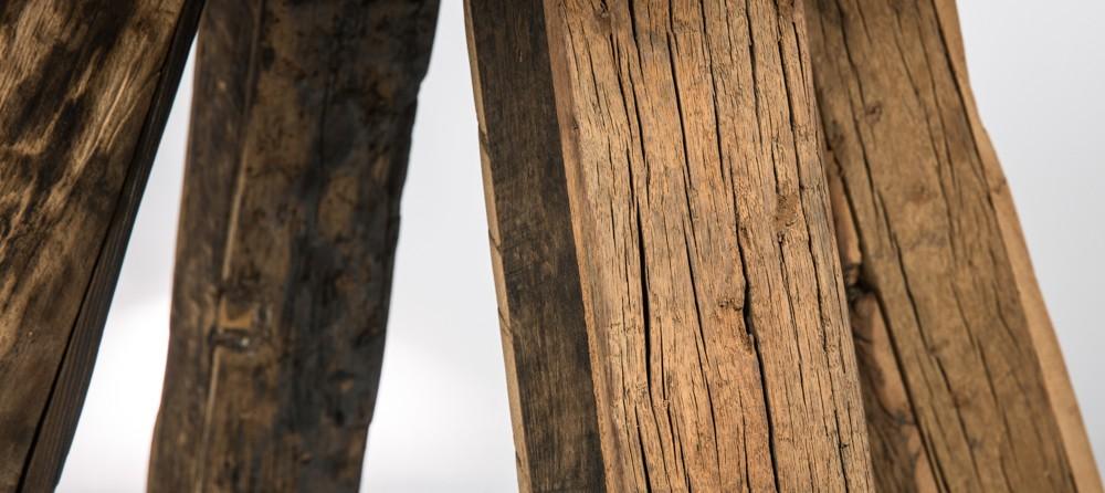 Cape Cod 4 Seater recycled Wood Dining Table with Round Stone Top-abc