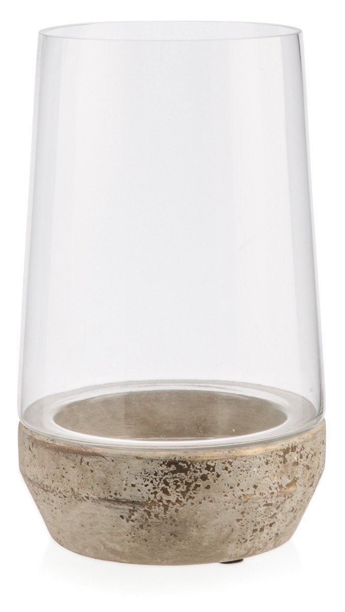 Glass Cylinder Hurrican Lamp with Terracotta Base Large-abc
