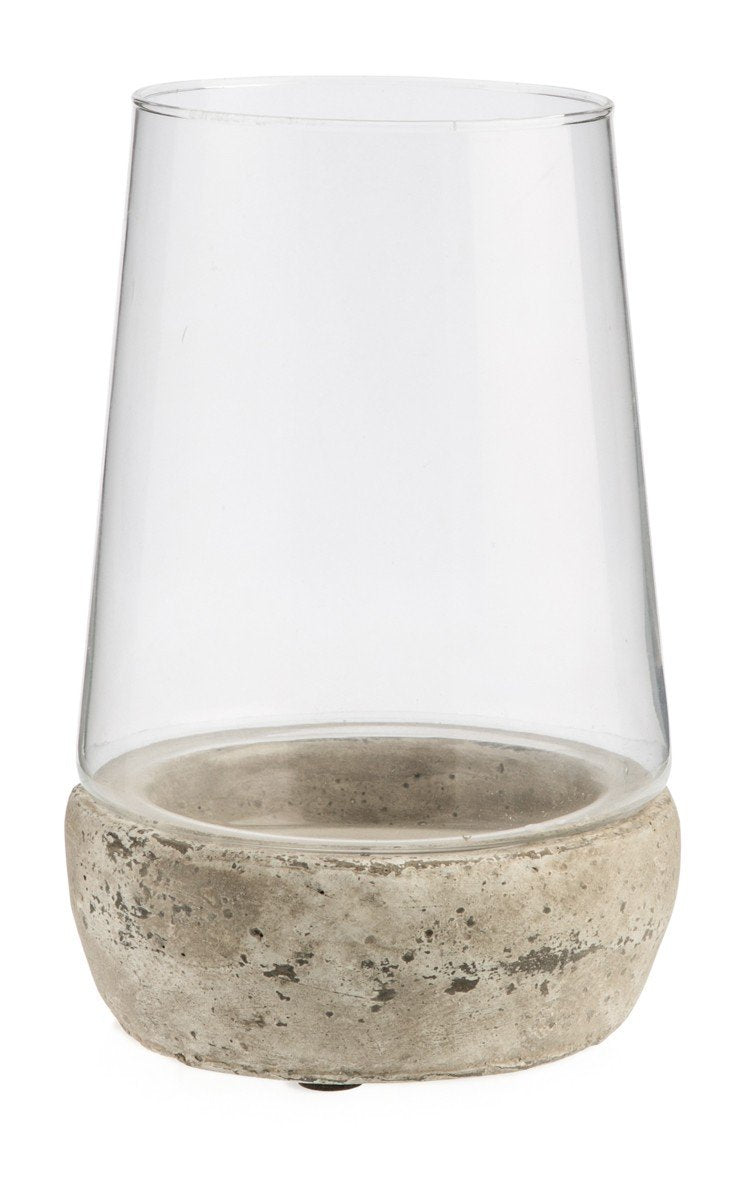 Glass Cylinder Hurrican Lamp with Terracotta Base Medium-abc