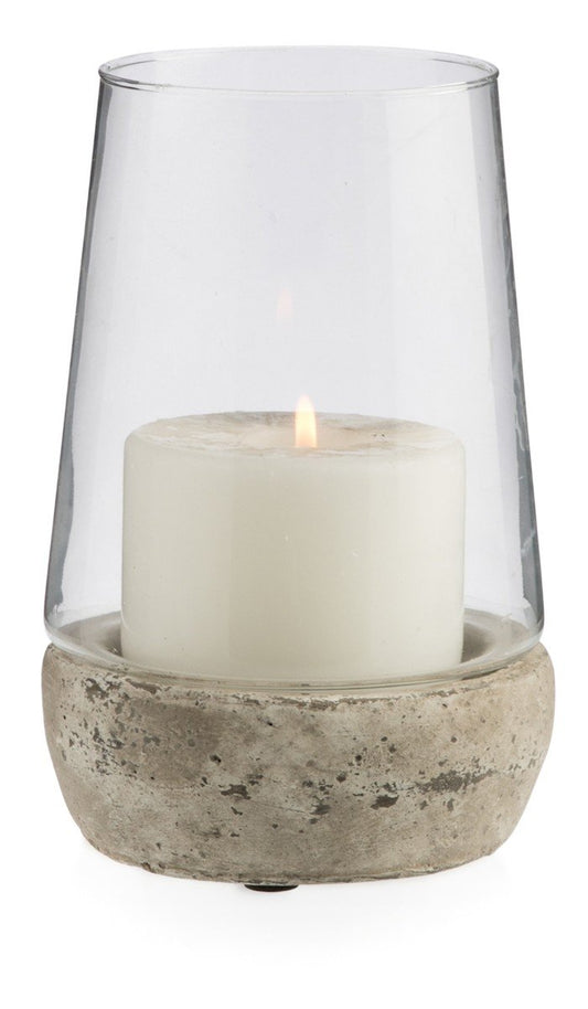 Glass Cylinder Hurrican Lamp with Terracotta Base Medium-abc
