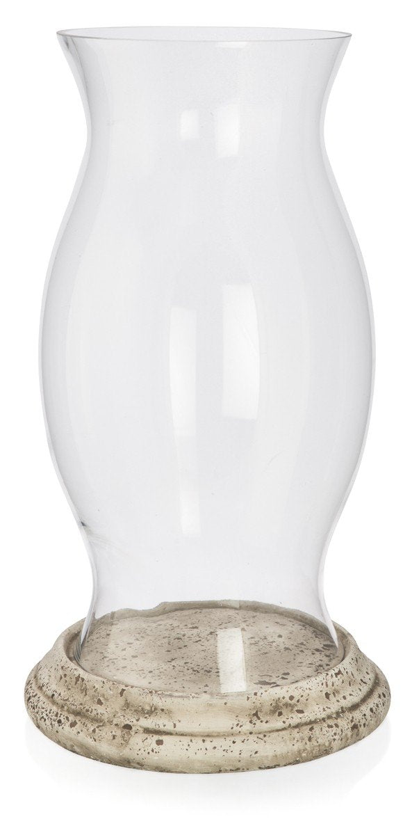 Glass Hurricane Lamp with Cement Base Extra Large-abc