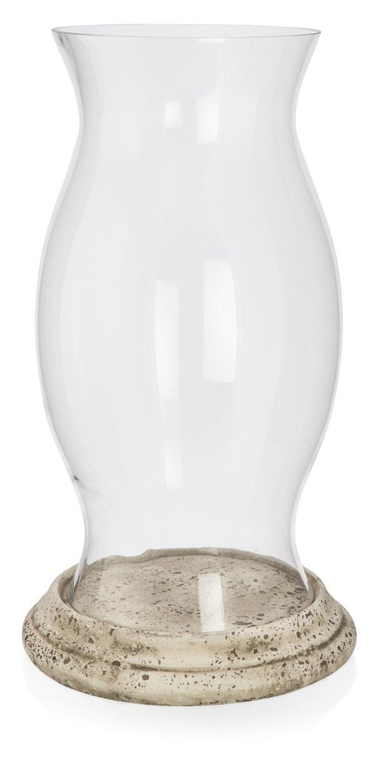 Glass Hurricane Lamp with Cement Base Extra Large-abc