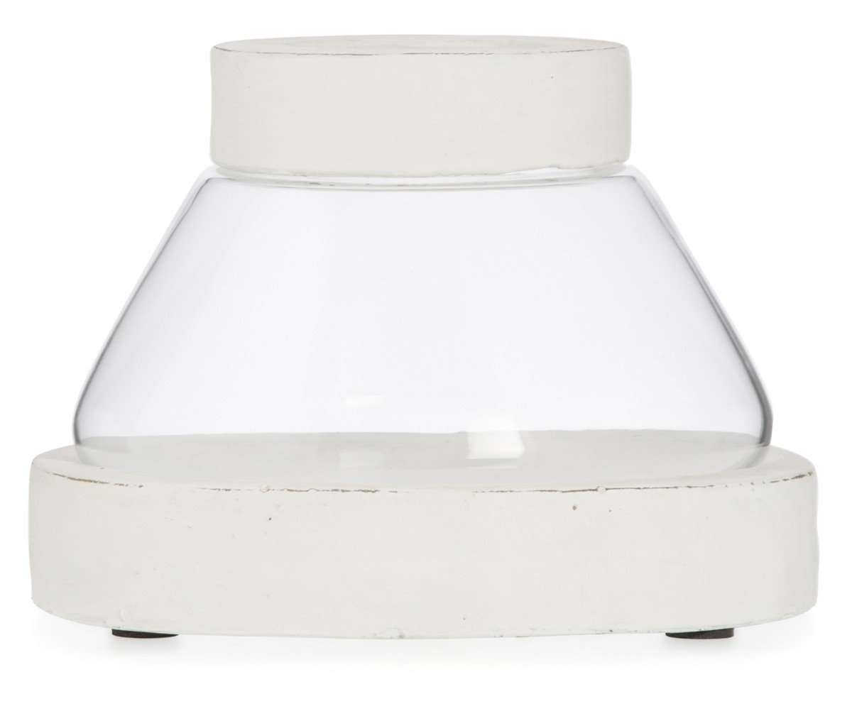 Glass Chimney Candleholder with Cement Base and Rim Medium-abc