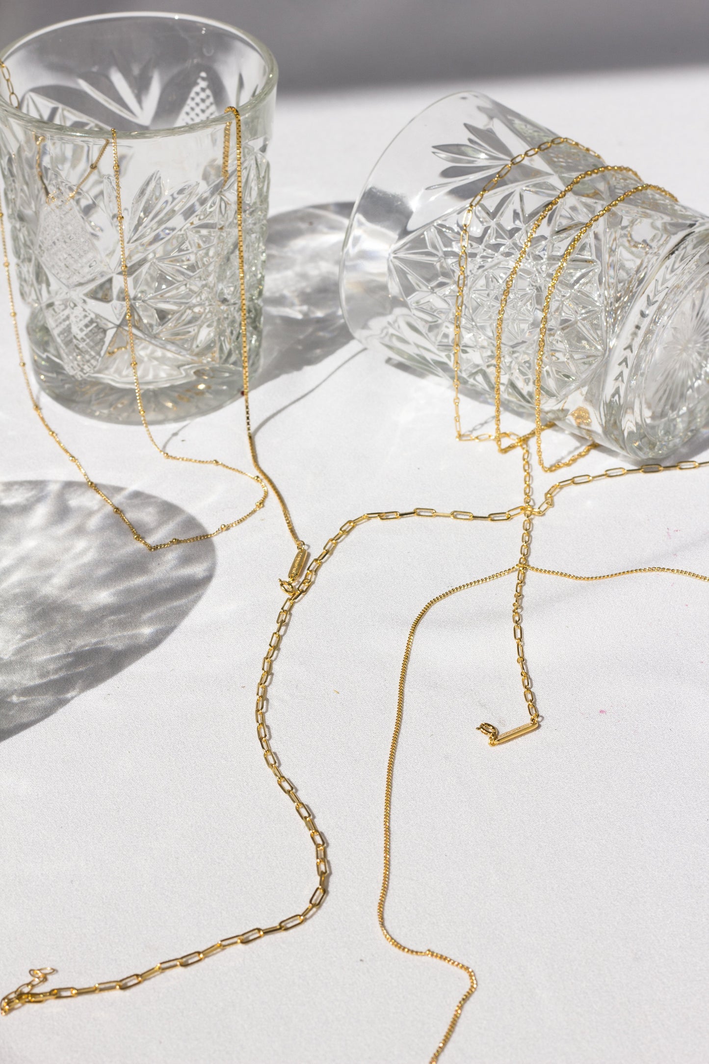 Curb chain necklace gold plated (45cm & 55cm)-abc