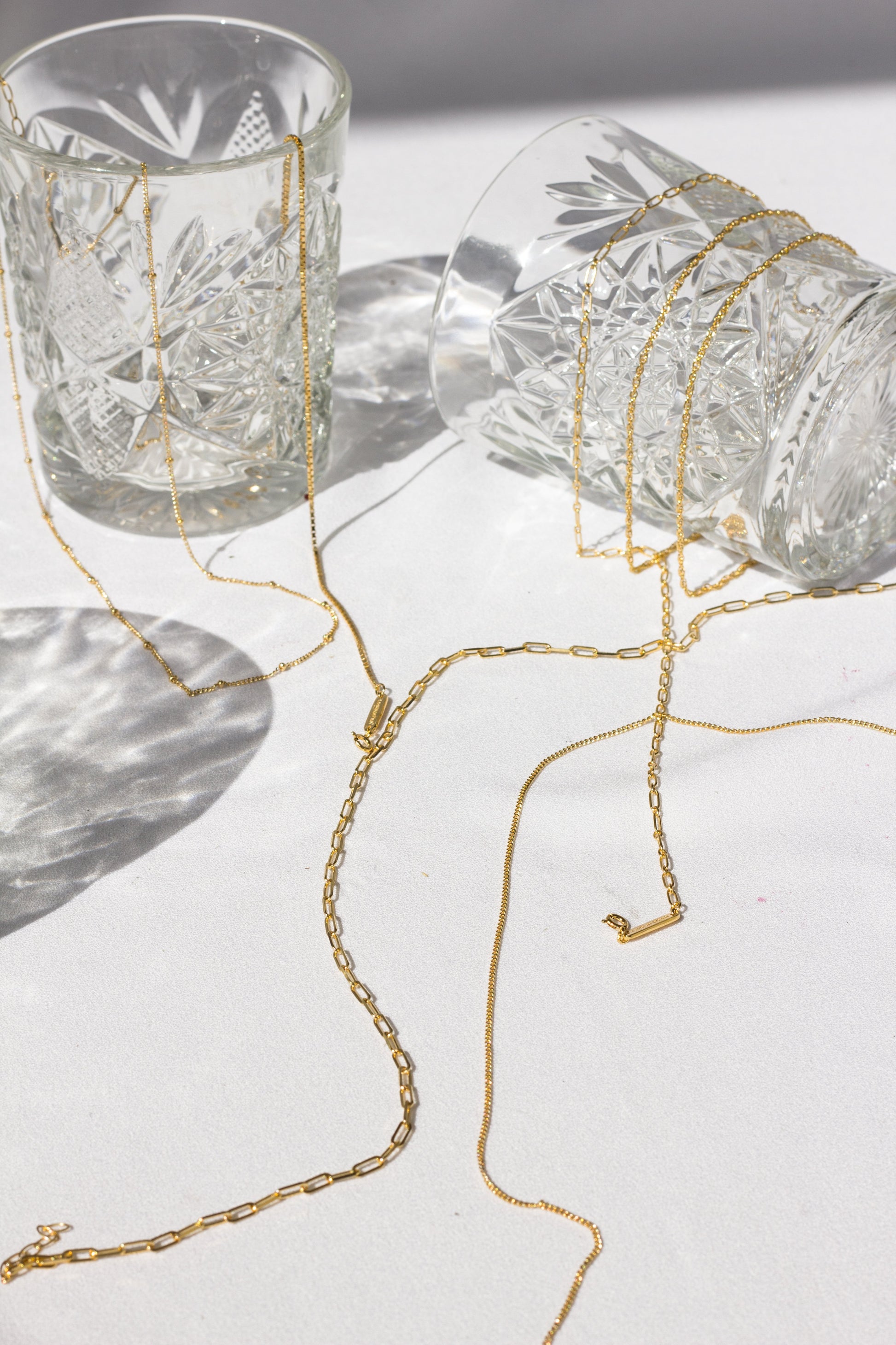 Curb chain necklace gold plated (45cm & 55cm)-abc