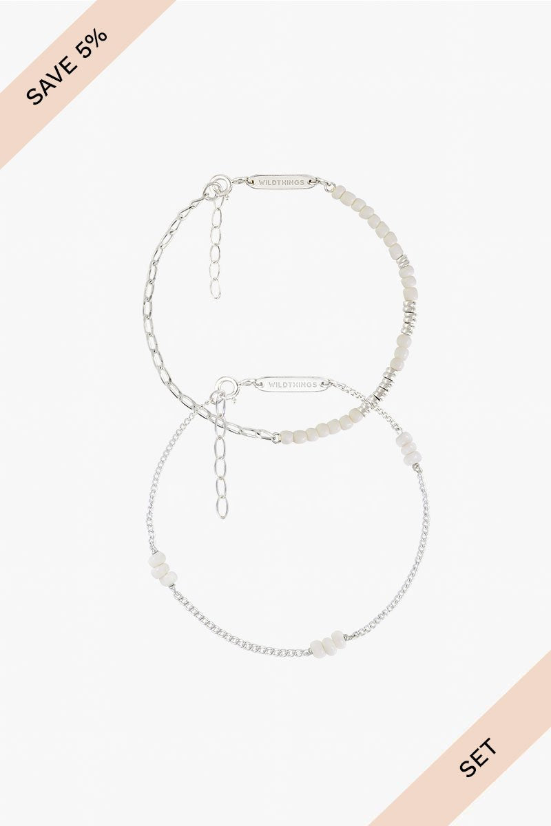 Classy white set silver-abc