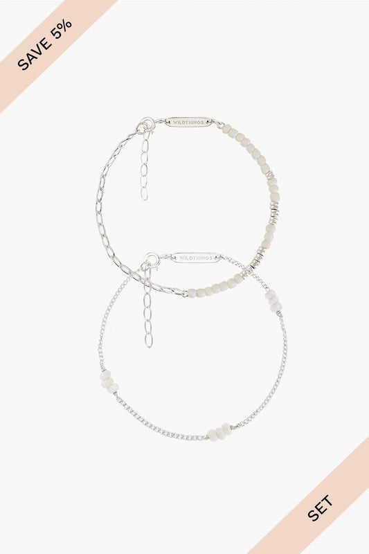 Classy white set silver-abc