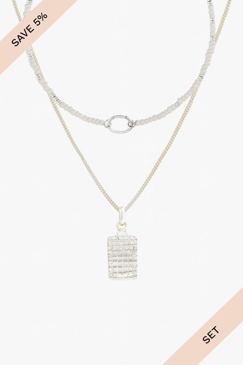 Crocodile clasp set silver-abc