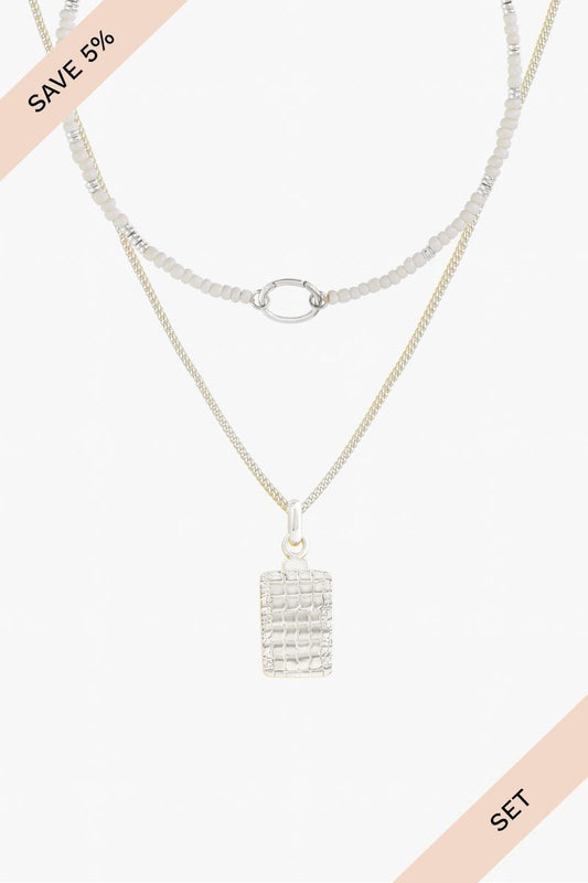 Crocodile clasp set silver-abc