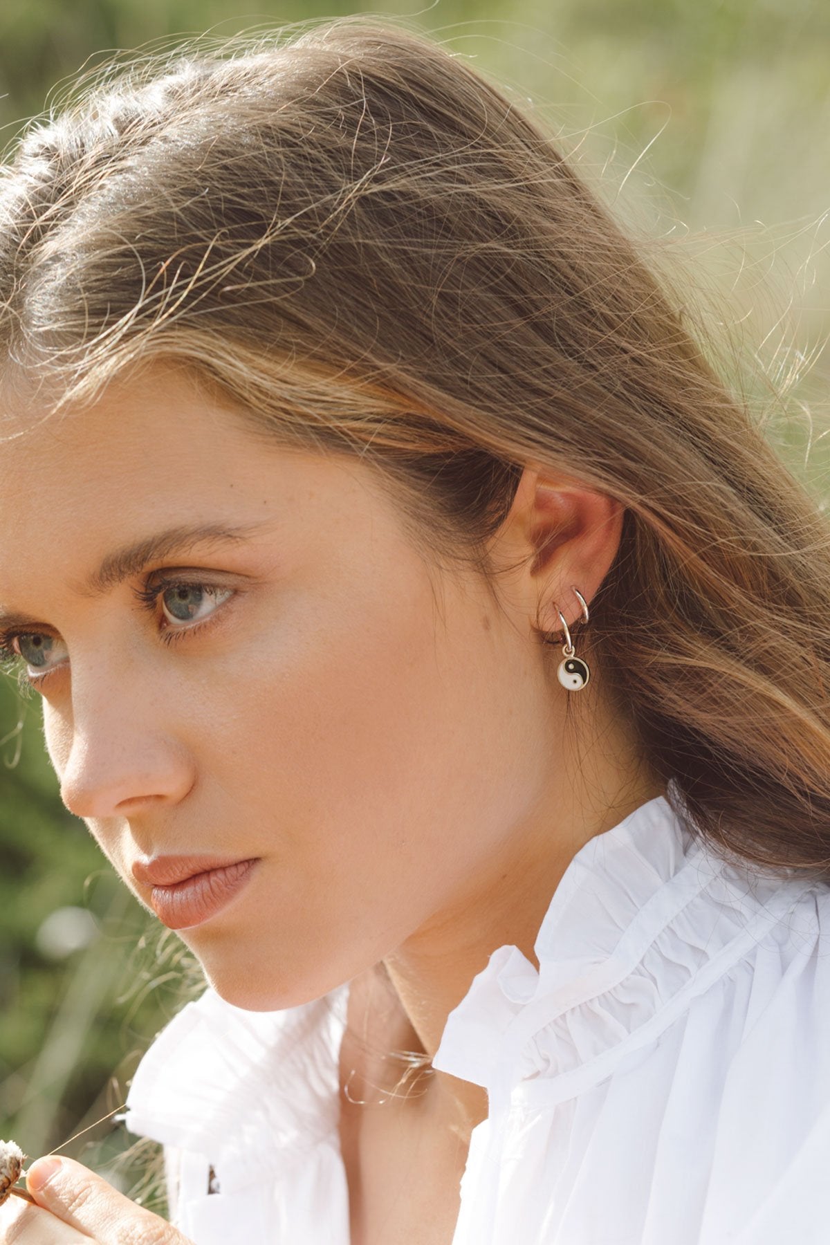 Yin yang enamel coin earring silver-Earring-wildthings_collectables-Silver---abc