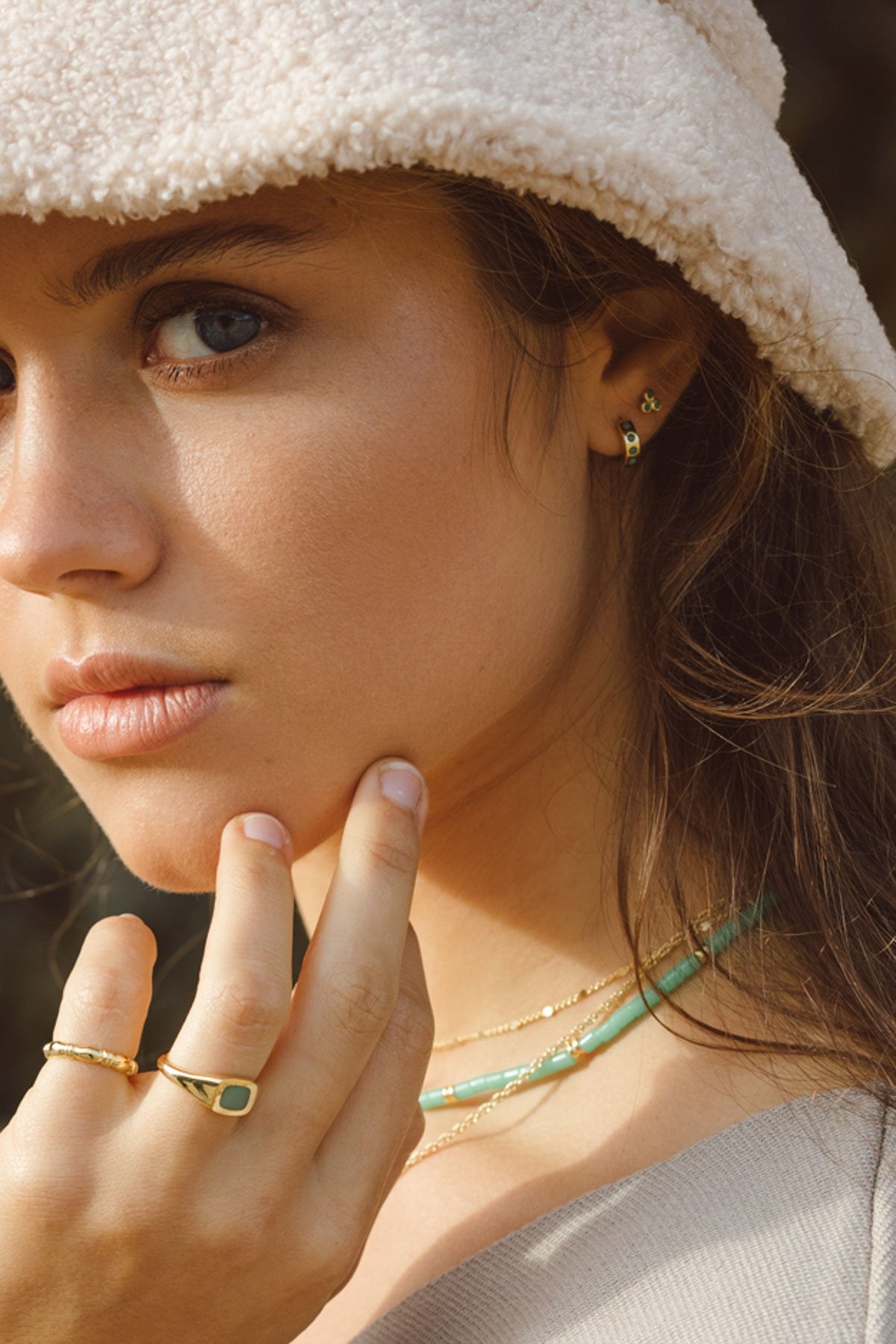 Ocean green huggie gold plated-abc