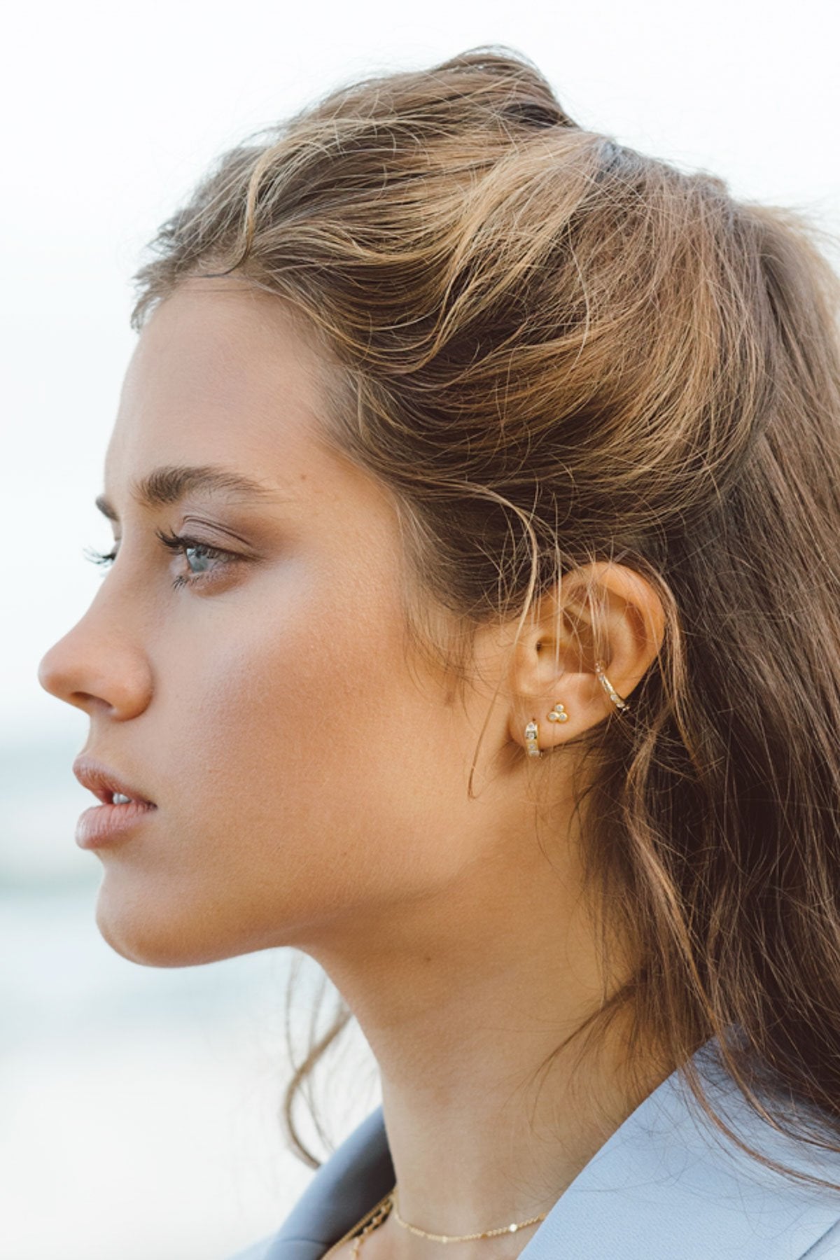 Multi shine stud gold plated-abc