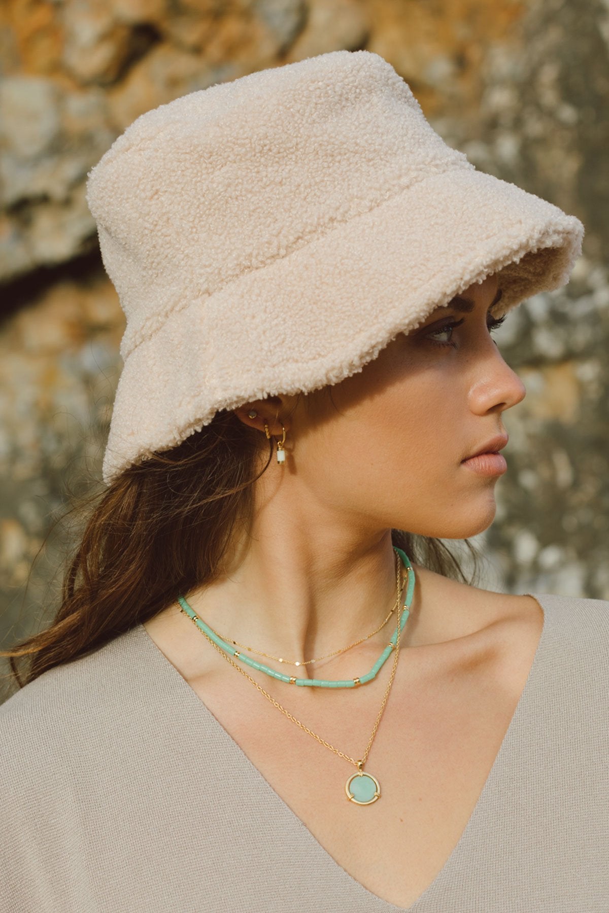 Sea green necklace gold plated-Necklace-wildthings_collectables-Gold plated-37cm + extender--abc