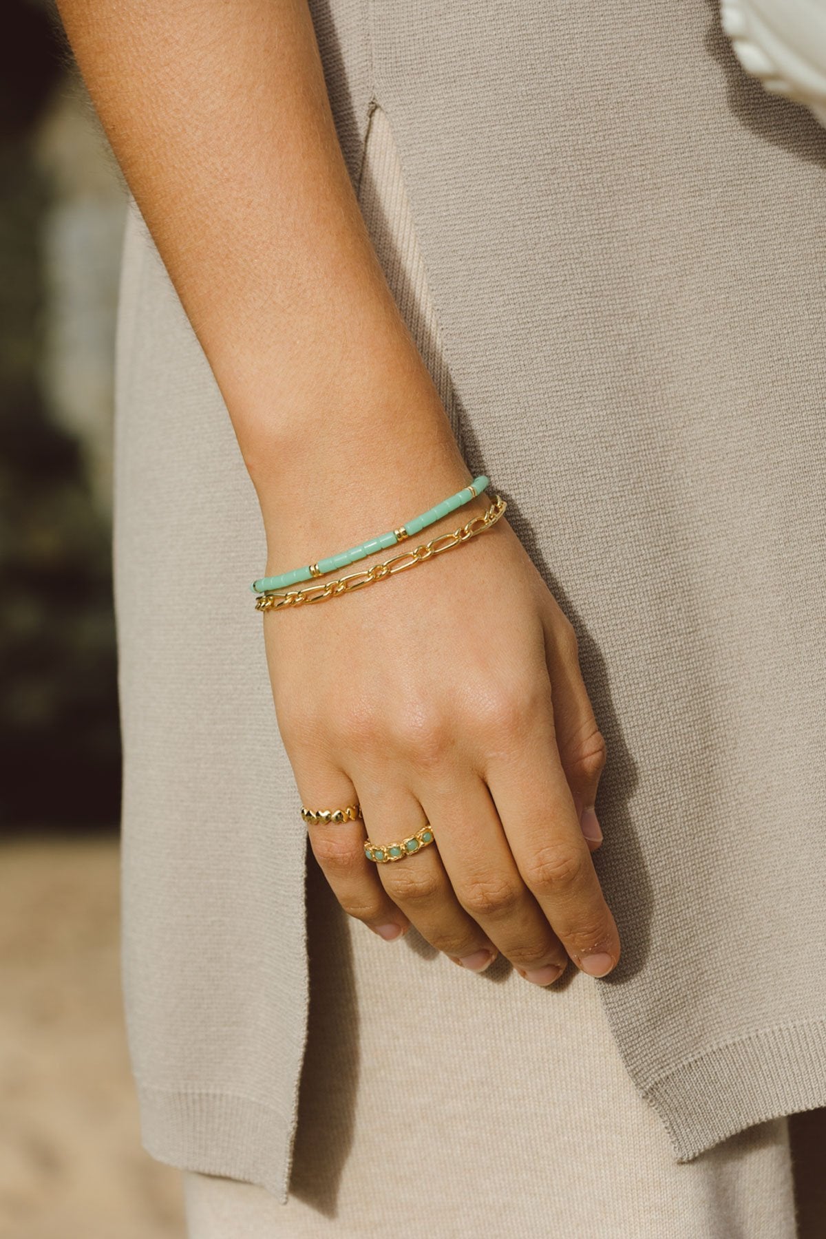 Green ocean set gold plated-abc