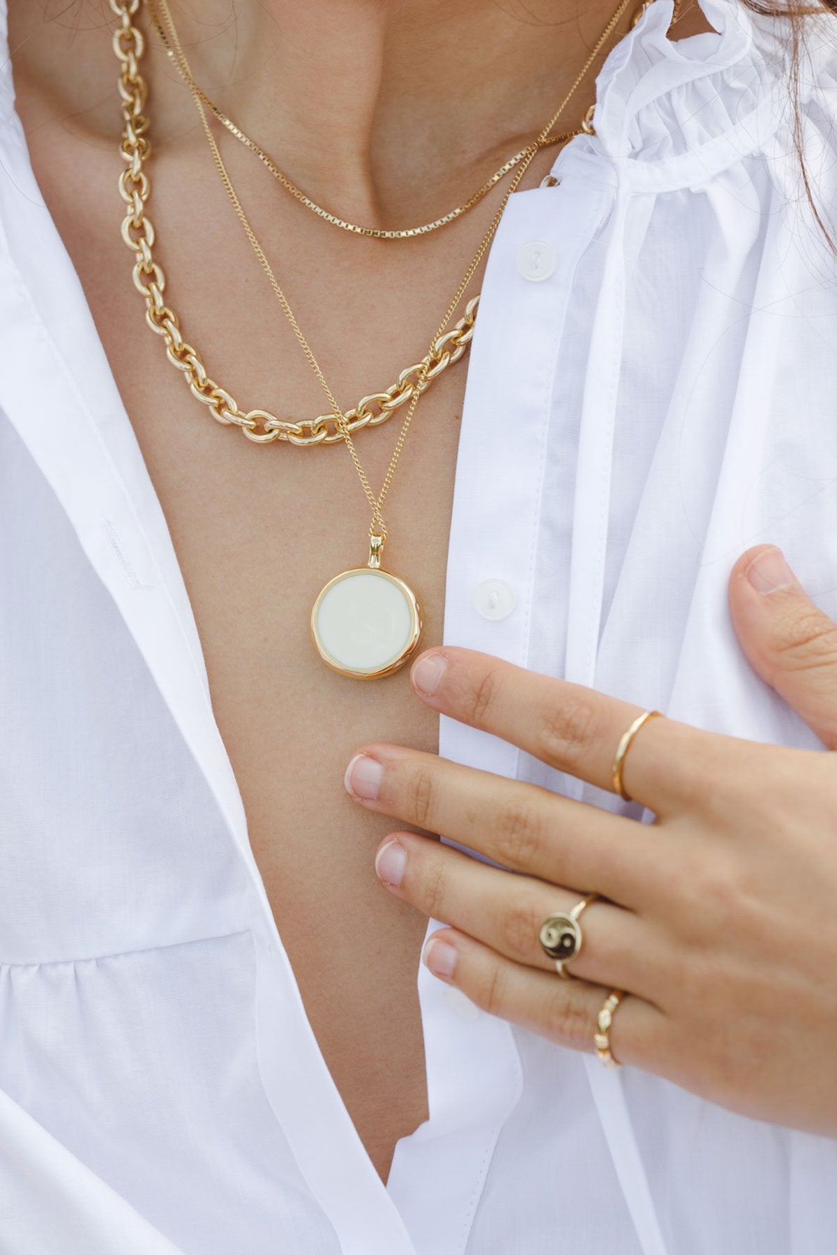 Doublesided yin yang pendant gold plated-abc