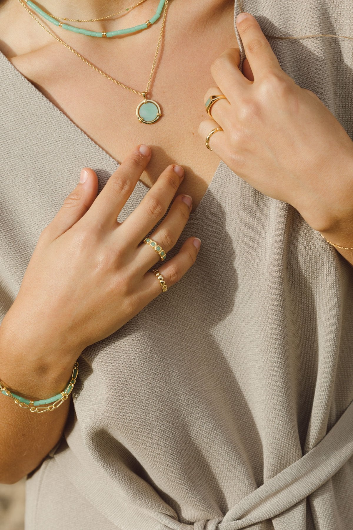 Eternity aqua ring gold plated-abc