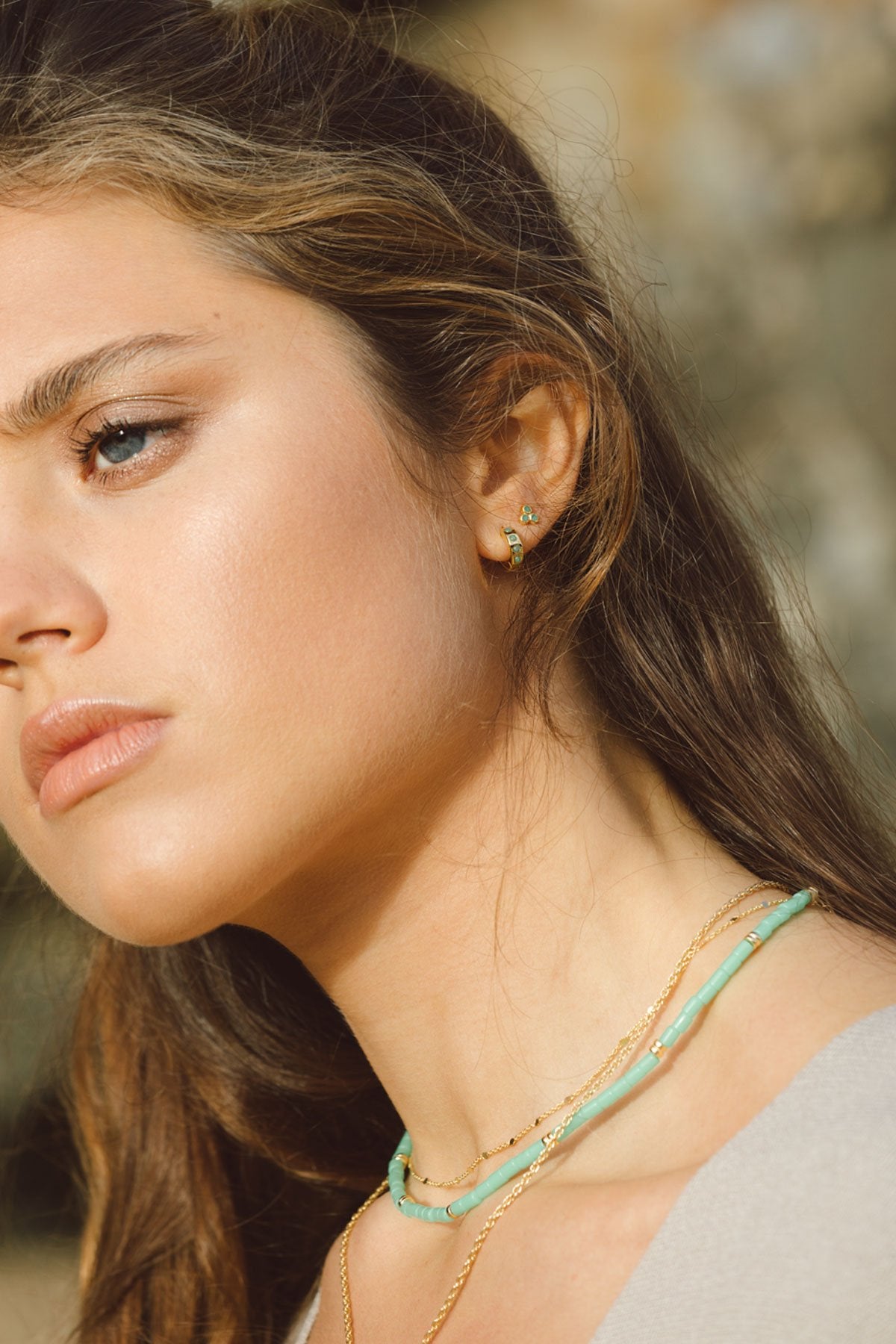 Sea green necklace gold plated-Necklace-wildthings_collectables-Gold plated-37cm + extender--abc