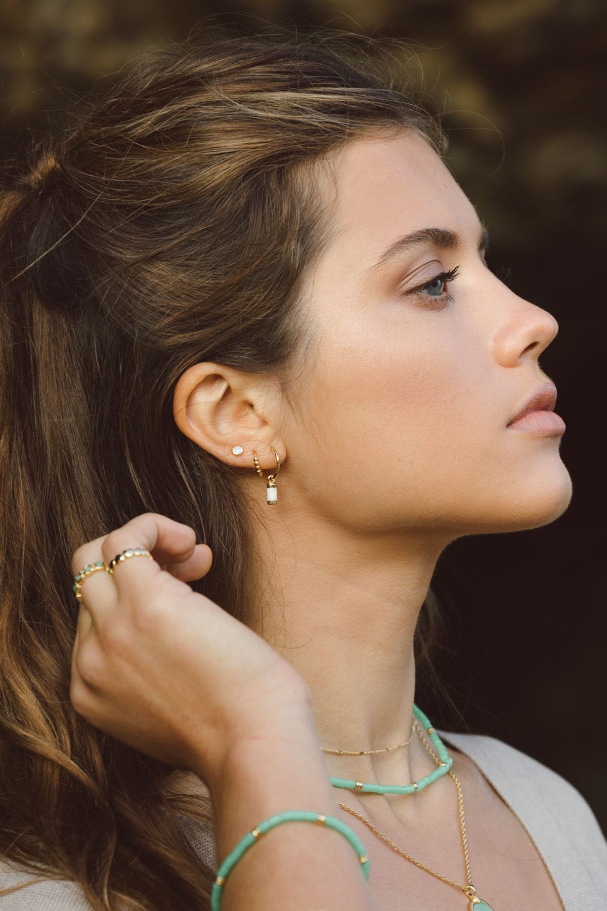 Cloud white earring gold plated-abc