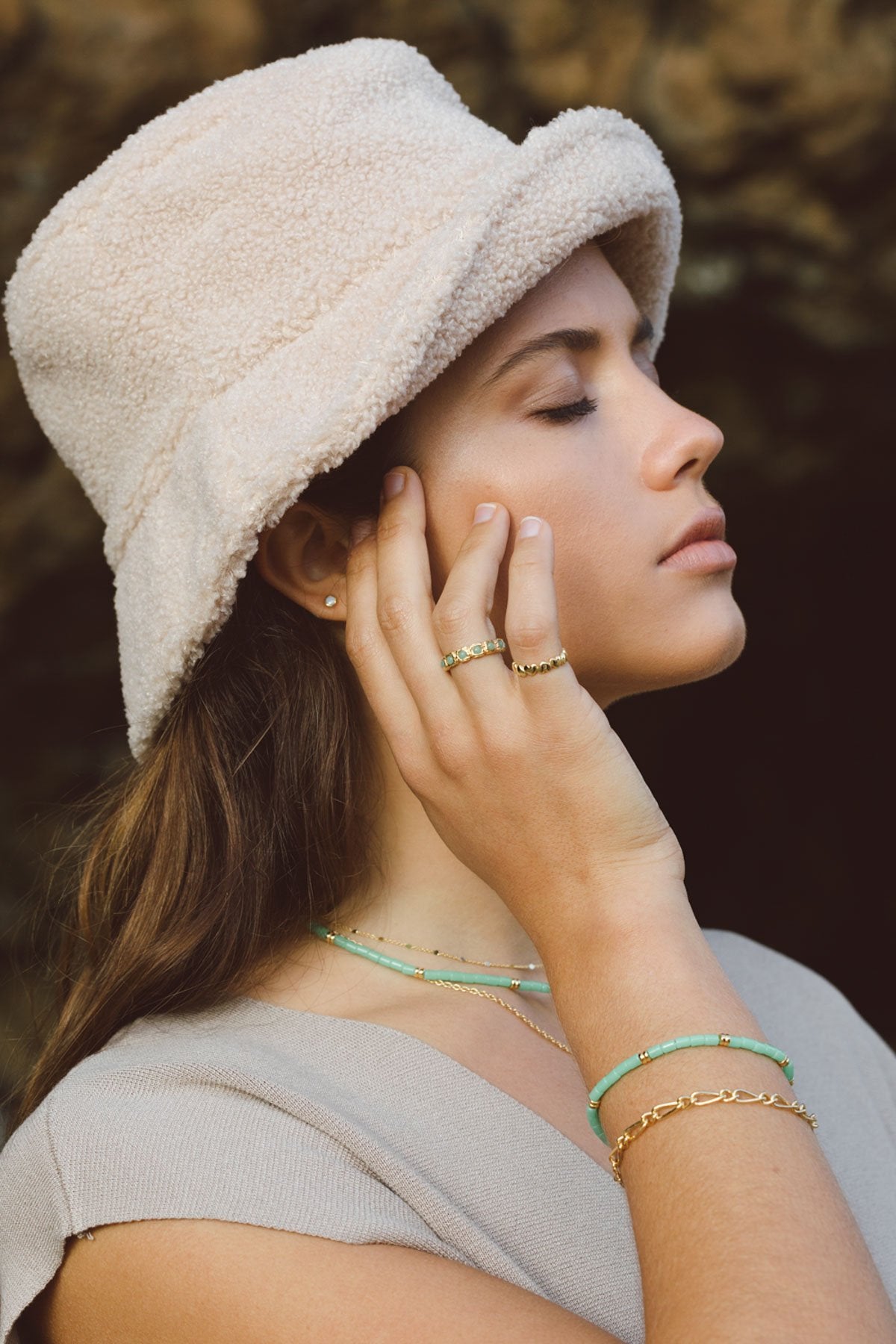 Eternity aqua ring gold plated-abc