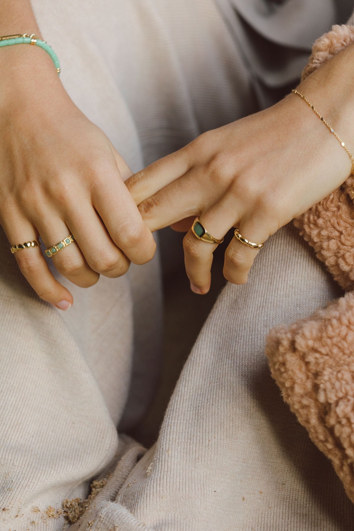 Chunky sea signet ring gold plated-abc