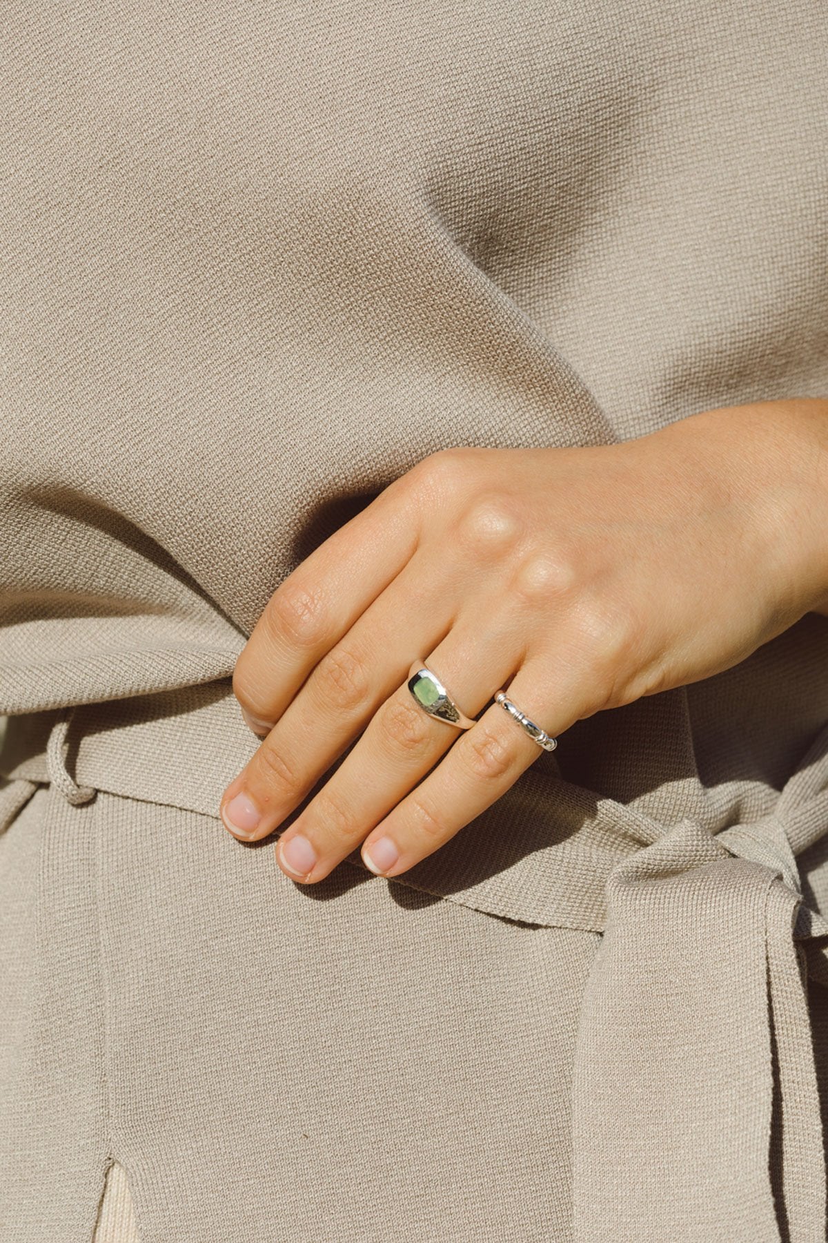 Chunky sea signet ring silver-abc