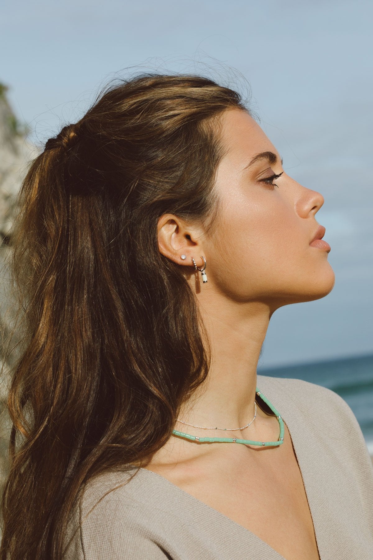 Sea green necklace silver-Necklace-wildthings_collectables-Silver-37cm + extender--abc