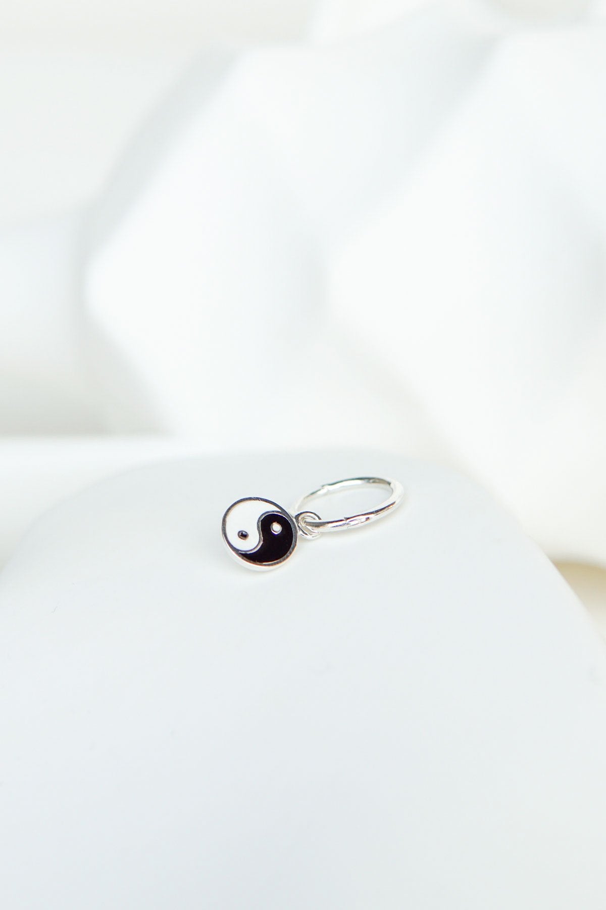 Yin yang enamel coin earring silver-Earring-wildthings_collectables-Silver---abc