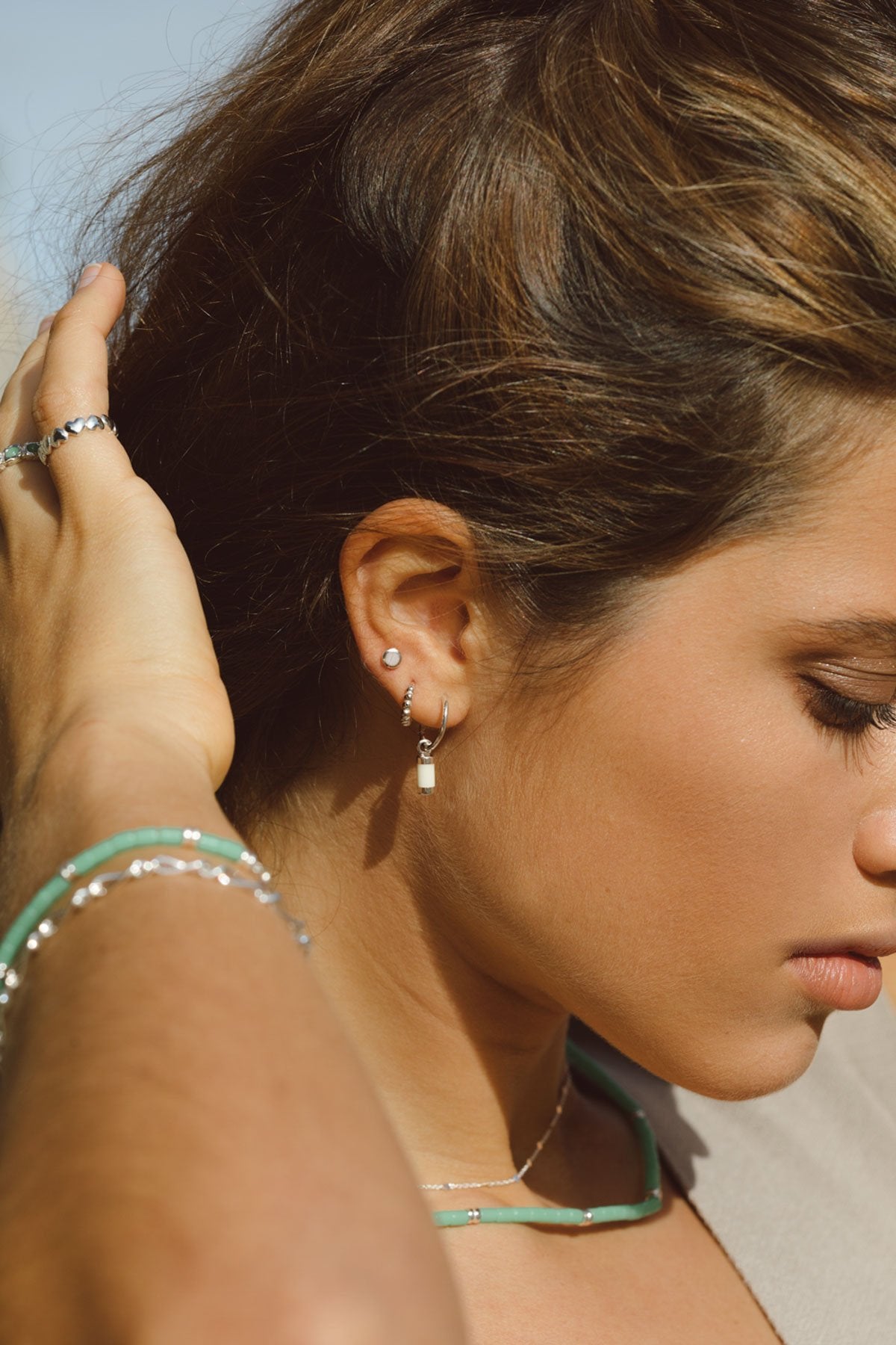 Cloud white earring silver-abc