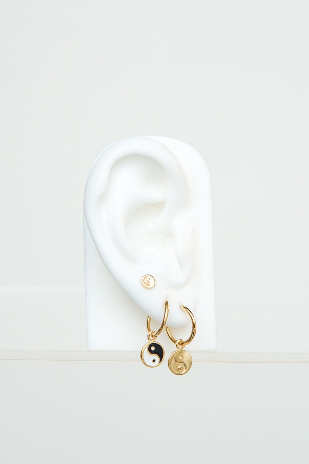 Yin yang enamel coin earring gold plated-Earring-wildthings_collectables-Gold Plated---abc