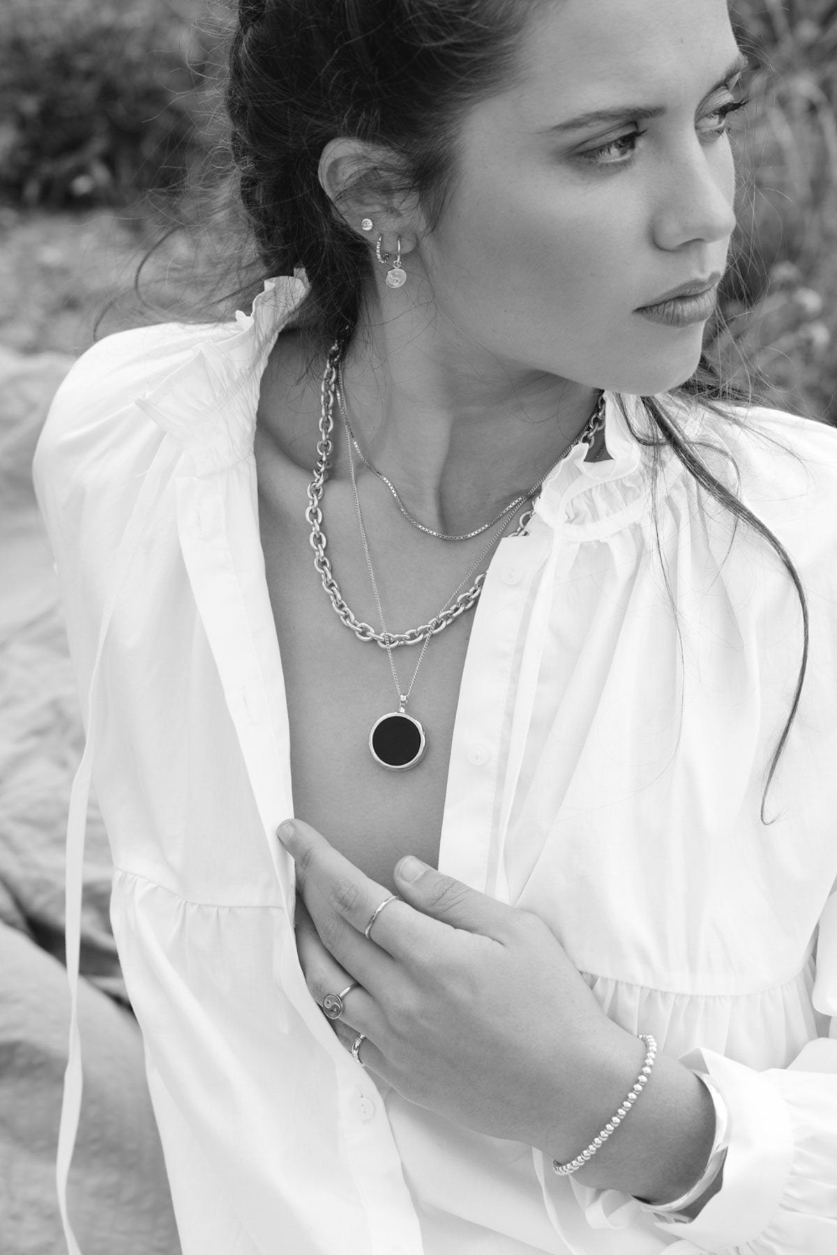 Doublesided yin yang pendant silver-abc