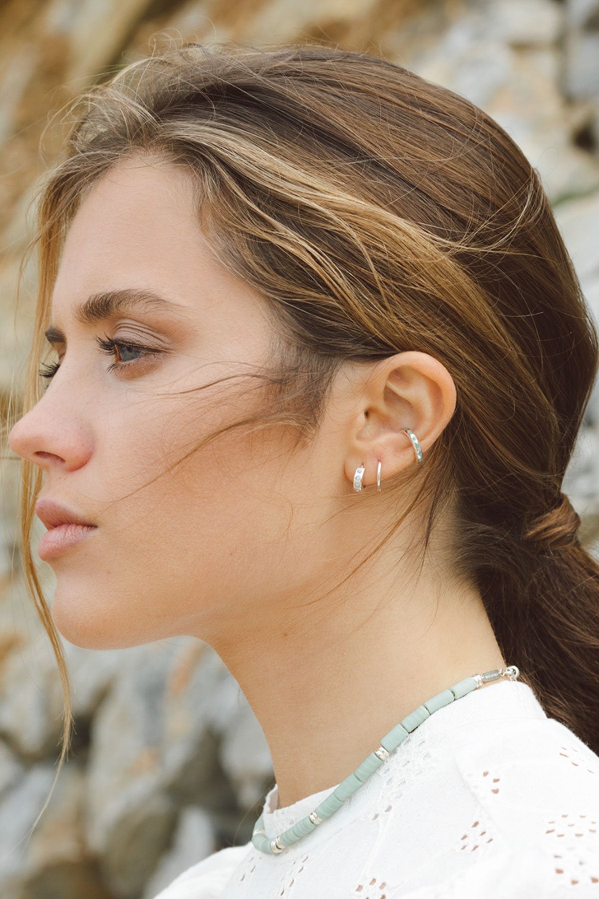 Cloud white huggie silver-abc