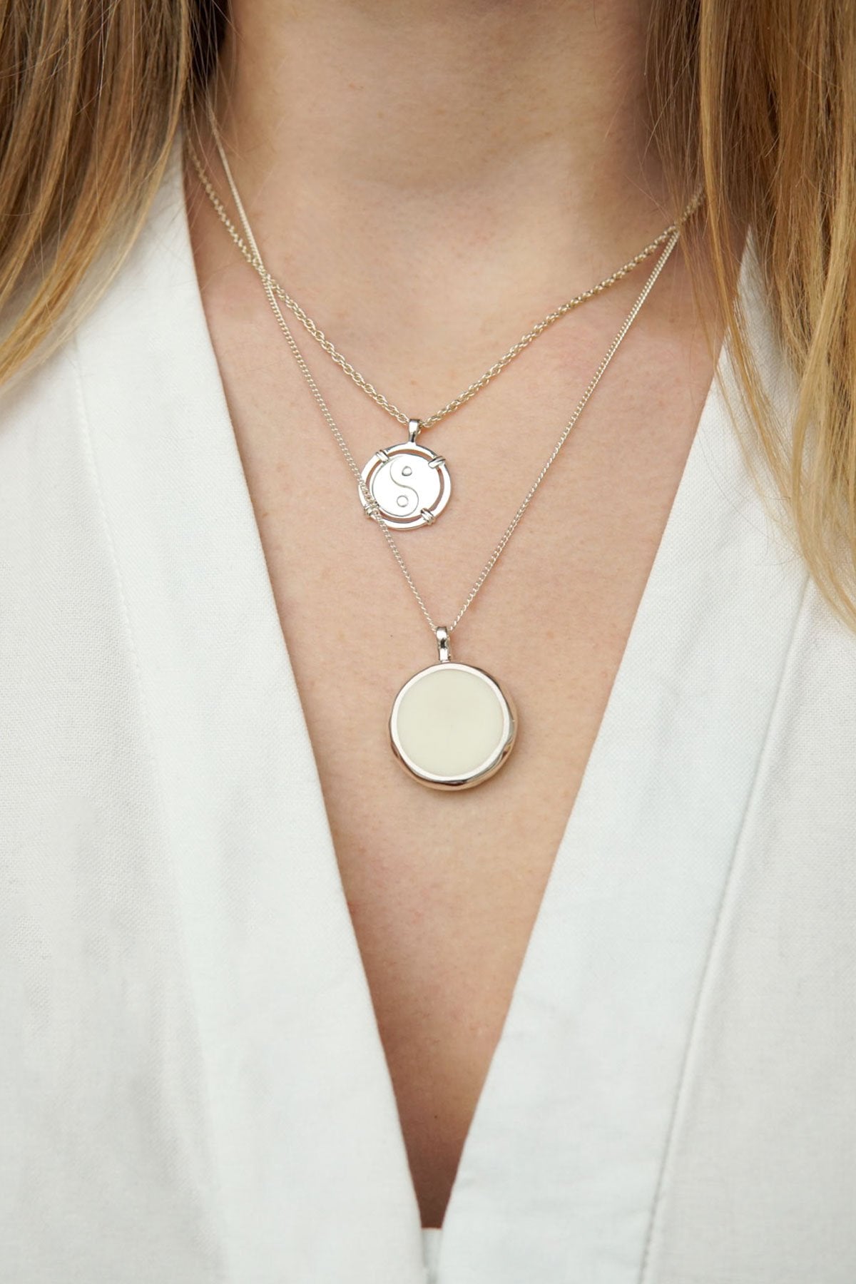 Doublesided yin yang pendant silver-abc