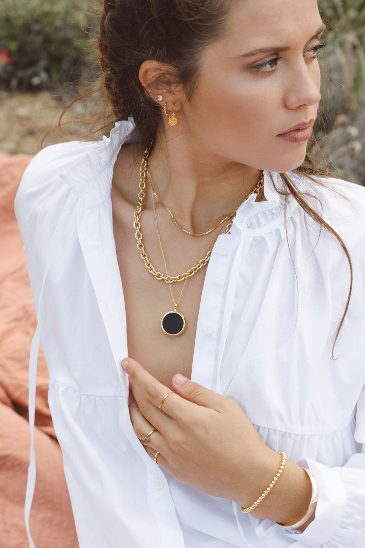 Doublesided yin yang pendant gold plated-abc