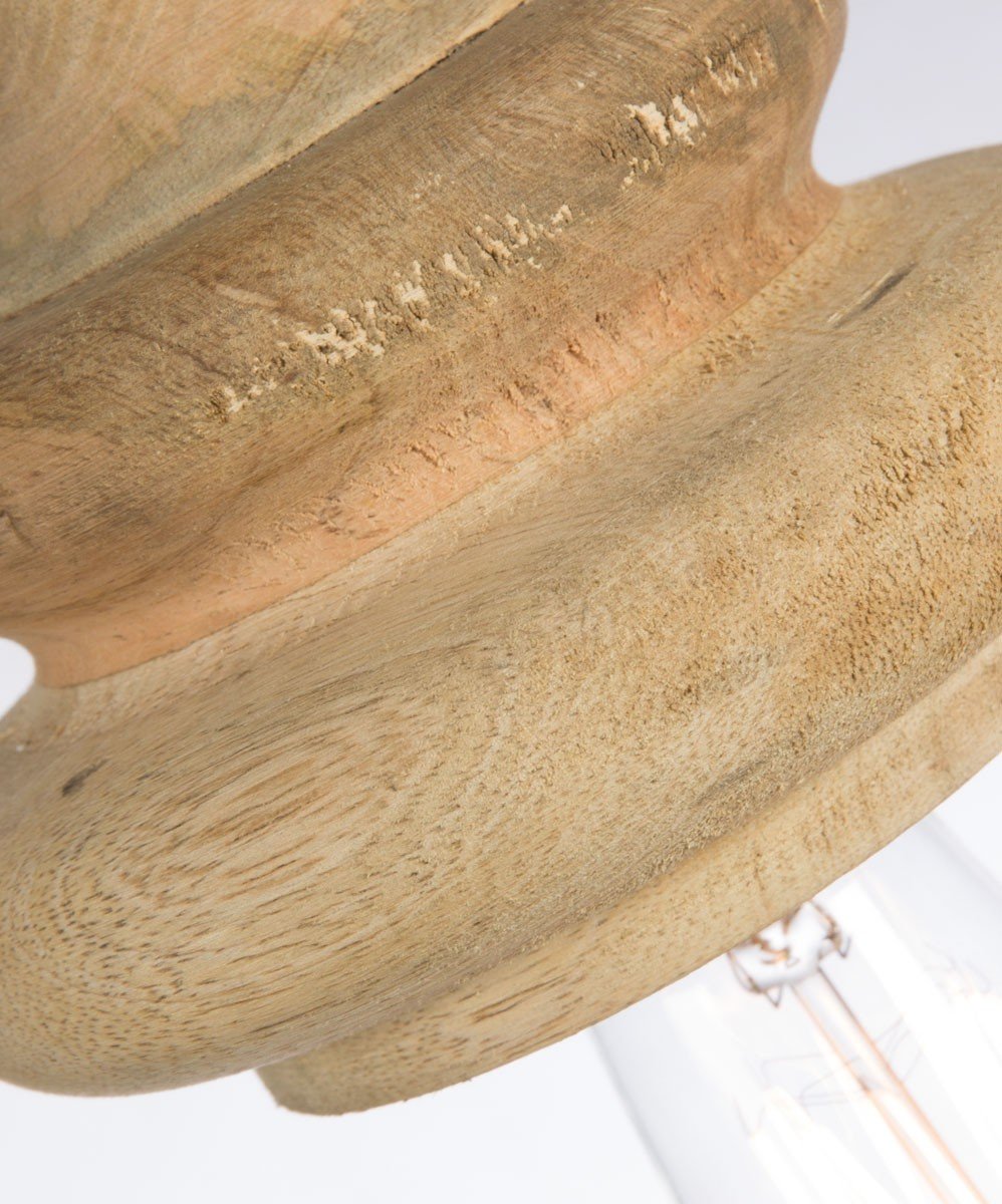 Mango Wood Pendant Light with Raw Aluminium Canopy-abc